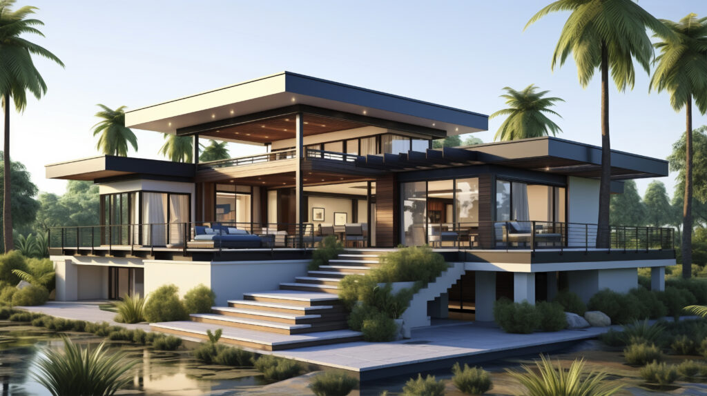 3d house model with modern architecture