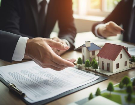 high angle man working as real estate agent
