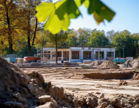 scene construction site with equipment